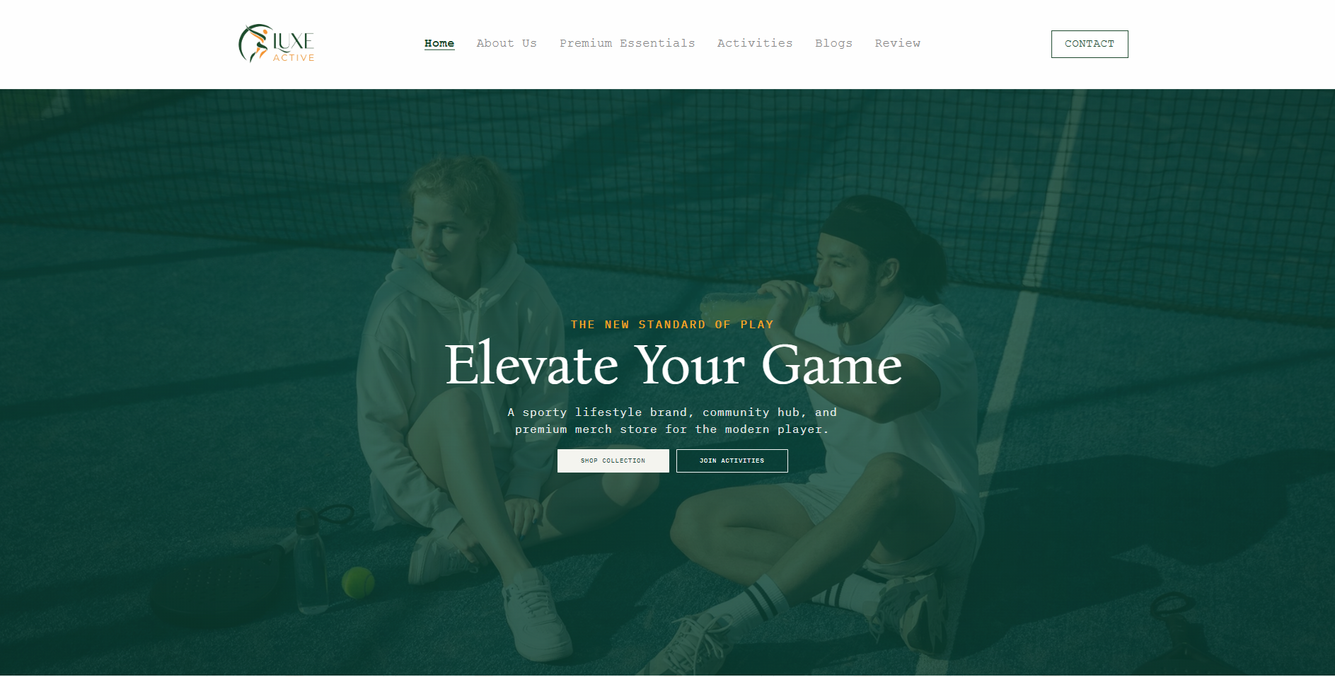 Luxe Active website homepage